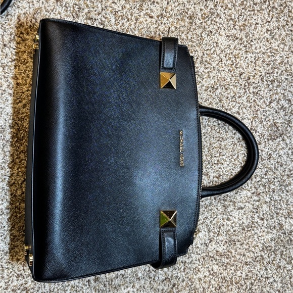 Michael Kors Karla Medium EW Leather Satchel Bag Black - Picture 5 of 12